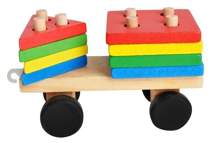 Puidust rong koos klotsidega цена и информация | Arendavad laste mänguasjad | hansapost.ee