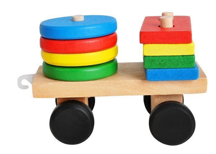 Puidust rong koos klotsidega цена и информация | Arendavad laste mänguasjad | hansapost.ee