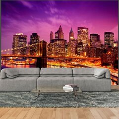 Fototapeet - Manhattan and Brooklyn Bridge by night hind ja info | Fototapeedid | hansapost.ee