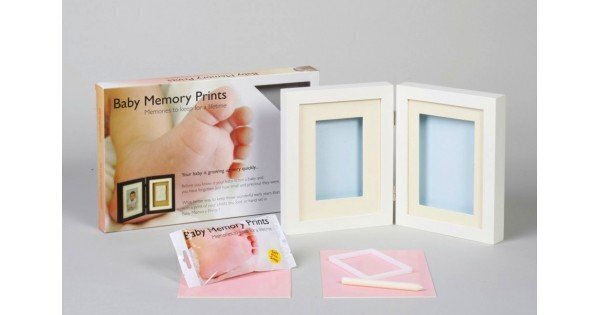 Topelt pildiraam beebi jäljendiga Baby Memory Print, valge hind ja info | Beebide käe- ja jalatemplid ning käejäljendid | hansapost.ee