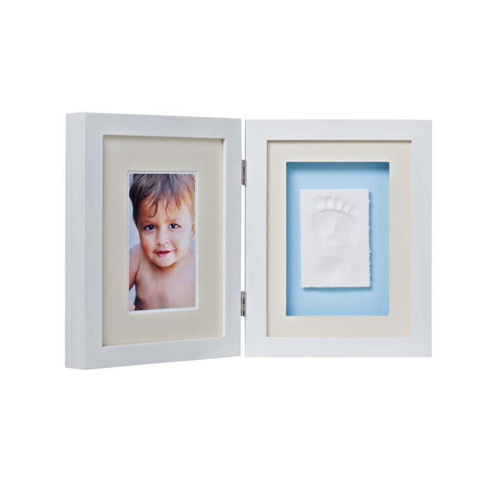 Topelt pildiraam beebi jäljendiga Baby Memory Print, valge цена и информация | Beebide käe- ja jalatemplid ning käejäljendid | hansapost.ee