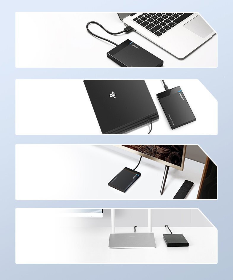 Ugreen US221 välise kõvaketta ümbris HDD/SSD, SATA 3.0, USB, 50 cm, must цена и информация | Välised kõvakettad | hansapost.ee