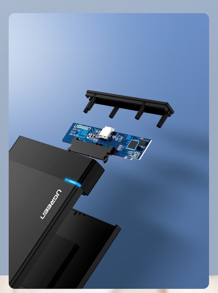 Ugreen US221 välise kõvaketta ümbris HDD/SSD, SATA 3.0, USB, 50 cm, must hind ja info | Välised kõvakettad | hansapost.ee