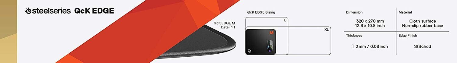 SteelSeries QcK Edge, must цена и информация | Arvutihiired | hansapost.ee