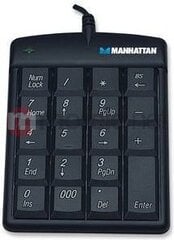 Цифровая клавиатура Manhattan, USB, 18 клавиш, черная цена и информация | Клавиатура с игровой мышью 3GO COMBODRILEW2 USB ES | hansapost.ee