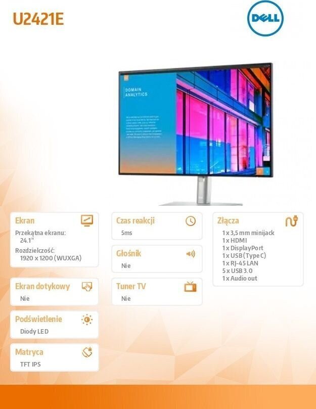 MONITOR LCD 24&#34; U2421E IPS/ 210-AXMB DELL цена и информация | Monitorid | hansapost.ee