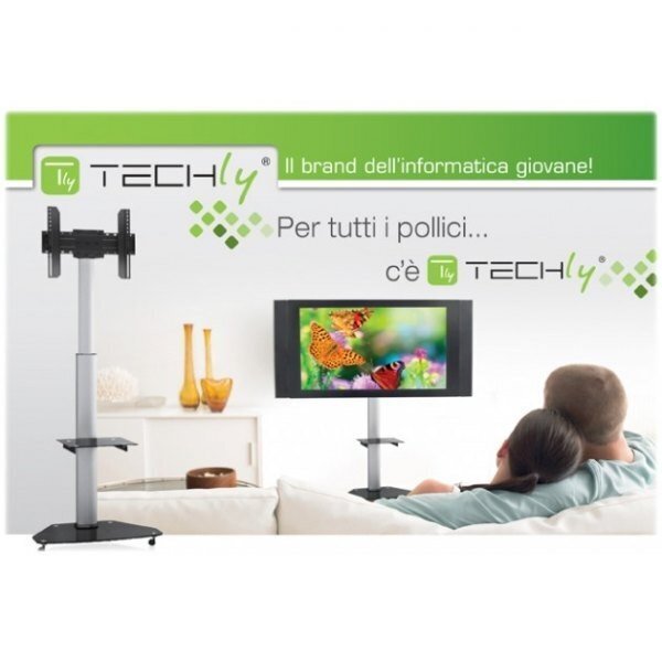 Mobiilne alus Techly TV LED/LCD 37-70", 40kg, 180cm, reguleeritav, riiuliga hind ja info | Teleri seinakinnitused ja hoidjad | hansapost.ee