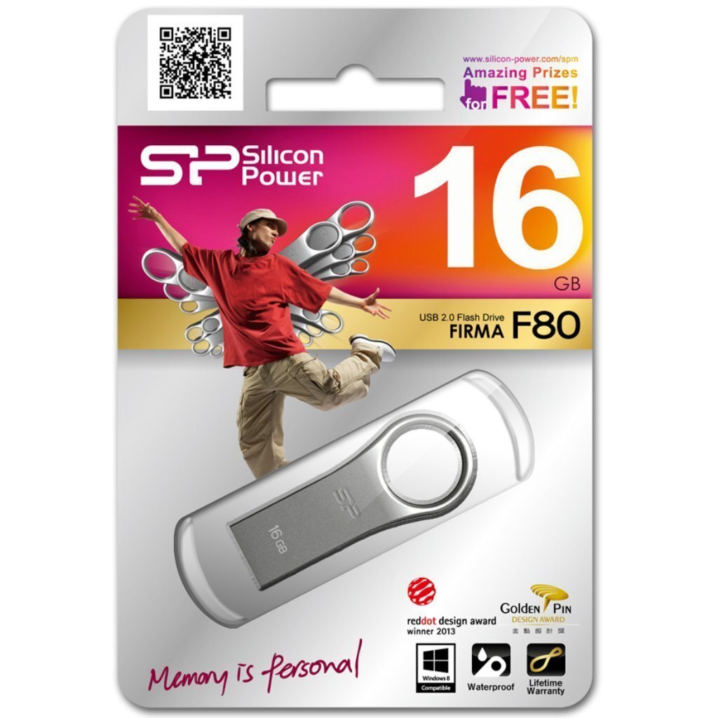 Silicon Power memory USB Firma F80 16GB USB 2.0 COB Zinc alloy Silver hind ja info | Mälupulgad | hansapost.ee