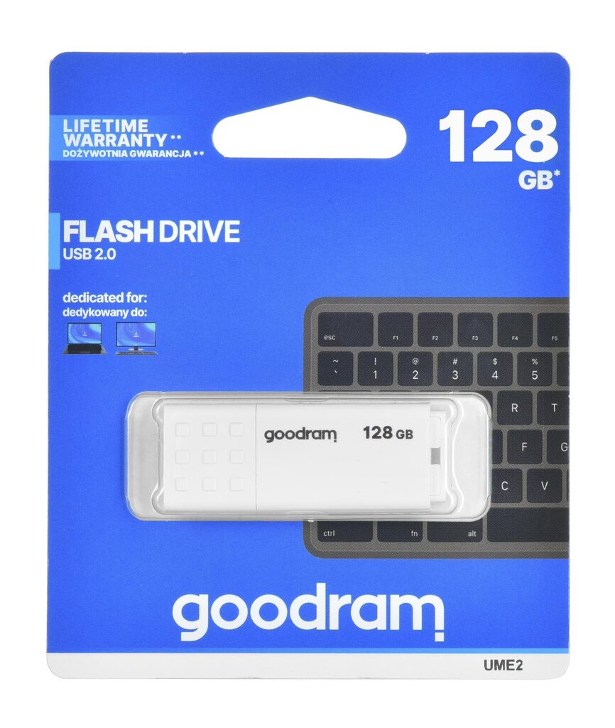 GOODRAM FLASHDRIVE 128GB UME2 USB 2.0 WHITE цена и информация | Mälupulgad | hansapost.ee