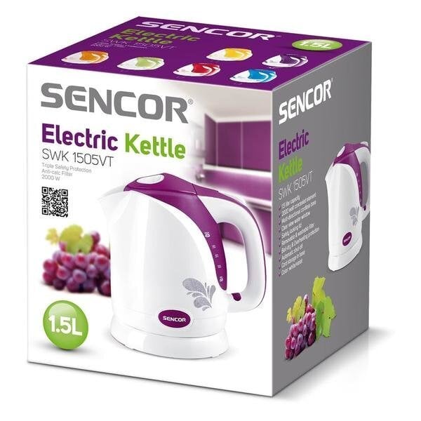 Veekeetja Sencor SWK1505VT, valge/violetne hind ja info | Veekeetjad | hansapost.ee