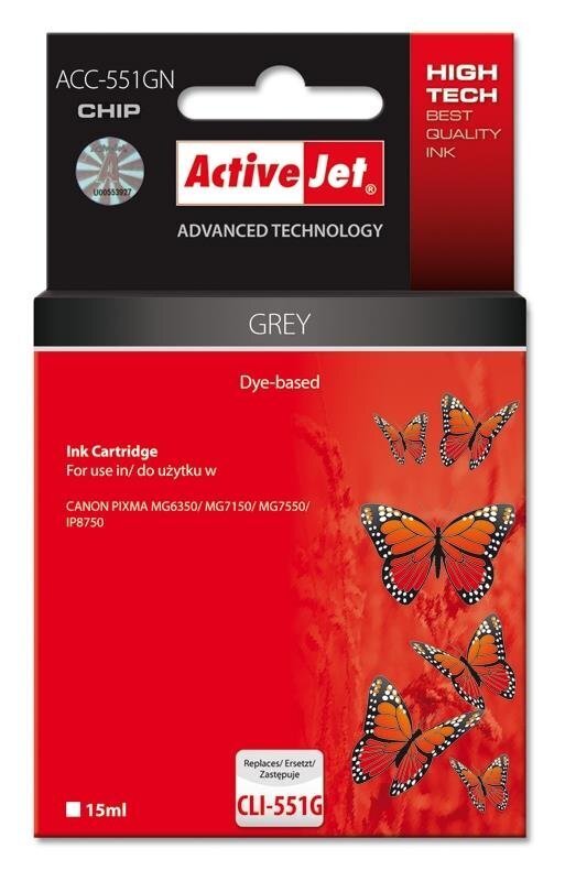 ActiveJet ink ACC-551GN Canon CLI-551G Grey цена и информация | Tindiprinteri kassetid | hansapost.ee