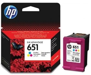 Струйный картридж HP 651 (C2P11AE), три цвета цена и информация | Картриджи для струйных принтеров | hansapost.ee