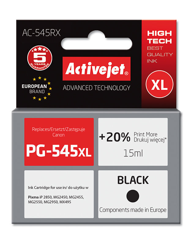 Tint ActiveJet AC-545RX | black | 18 ml | Canon PG-545XL цена и информация | Tindiprinteri kassetid | hansapost.ee