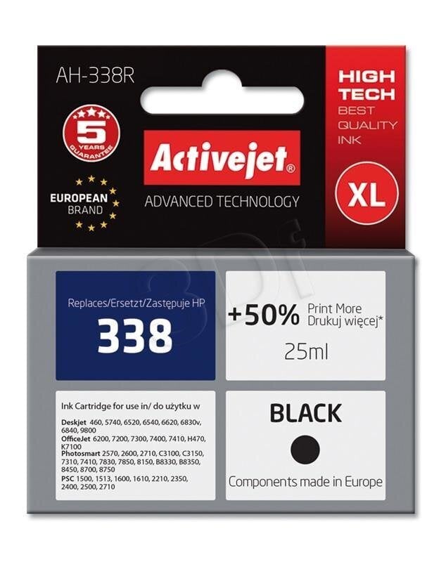 Activejet AH-338R tint HP printerile, HP 338 C8765EE asendus цена и информация | Tindiprinteri kassetid | hansapost.ee