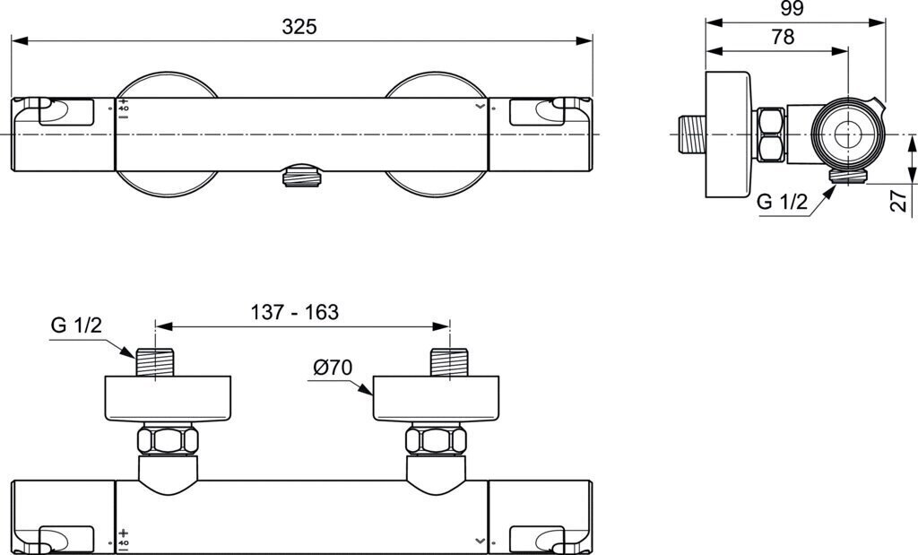 Termostaadiga dušisegisti Ideal Standard Ceratherm T50, A7214AA цена и информация | Vannitoa segistid | hansapost.ee