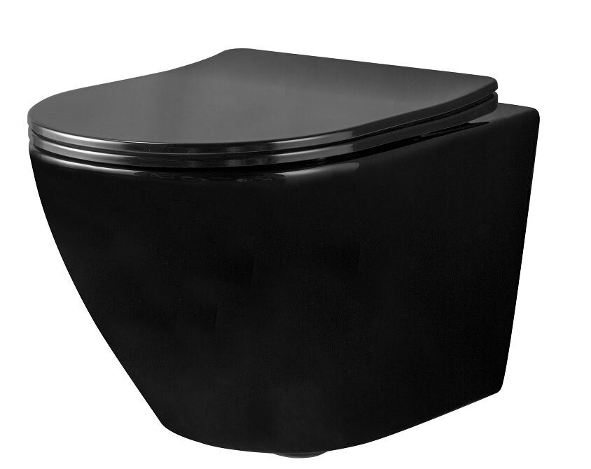 WC-pott REA Carlo Rimless Flat Slim mini, Black цена и информация | WС-potid | hansapost.ee