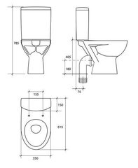 WC-pott PARVA 306 011, tahavooluga 3/6l hind ja info | WС-potid | hansapost.ee