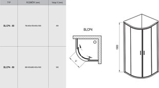 Dušikabiin Blix BLCP4, Ravak, Mõõdud: 80x80 Klaas: Transparent цена и информация | Душевые кабины | hansapost.ee