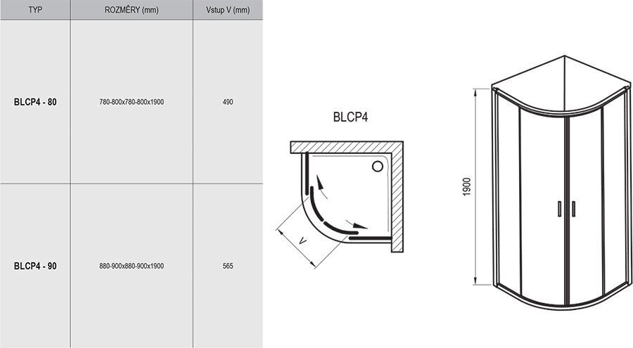 Dušikabiin Blix BLCP4, Ravak, Mõõdud: 90x90, Klaas: Transparent hind ja info | Dušikabiinid | hansapost.ee