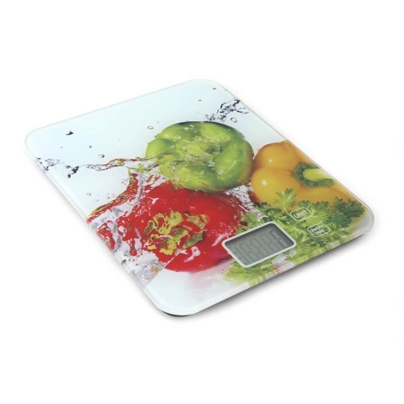 Omega OBSKW köögikaal (18,3 x 22,4 cm) valmistatud kõvast 4 mm klaasist LCD-ga (max 8 kg) hind ja info | Köögikaalud | hansapost.ee
