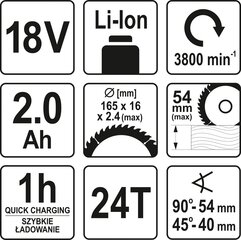 Akuketassaag Yato YT-82810 18V hind ja info | Elektrilised saed, ketassaed ja tarvikud | hansapost.ee