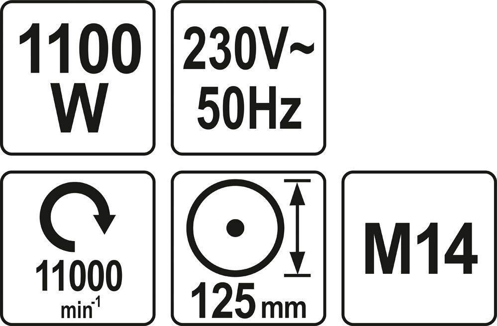 Nurklihvija 1100W, d-125mm Yato YT-82100 цена и информация | Lihvmasinad | hansapost.ee