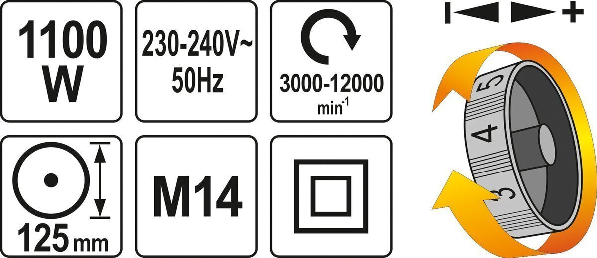 Nurklihvija 1100W 125 mm YT-82101 hind ja info | Lihvmasinad | hansapost.ee