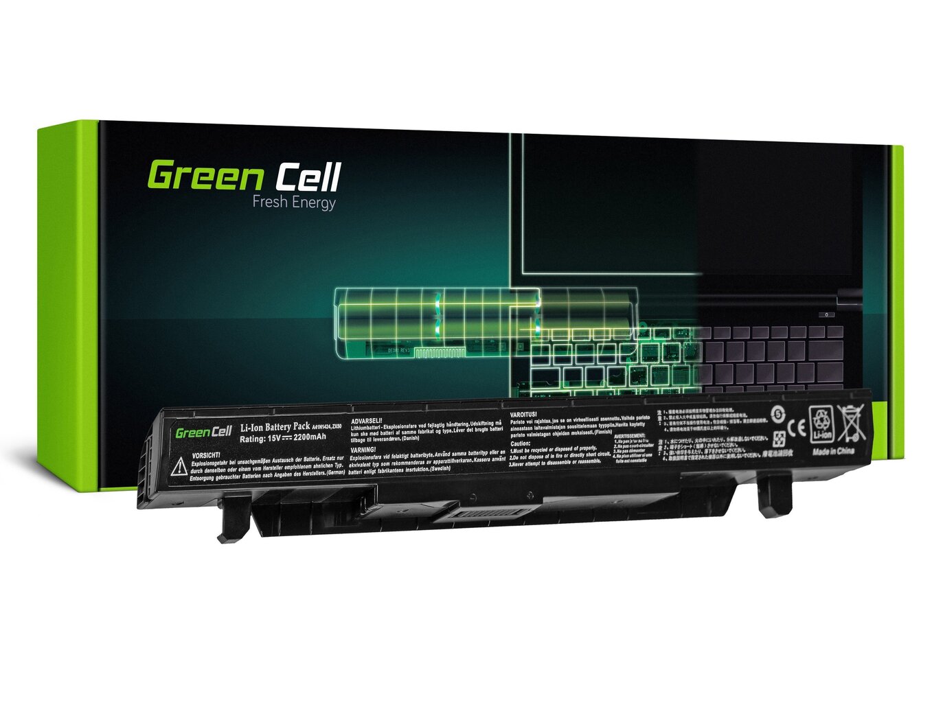 Sülearvuti aku Green Cell Laptop Battery for Asus GL552 GL552J GL552JX GL552V GL552VW GL552VX ZX50 ZX50J ZX50V hind ja info | Sülearvuti akud | hansapost.ee