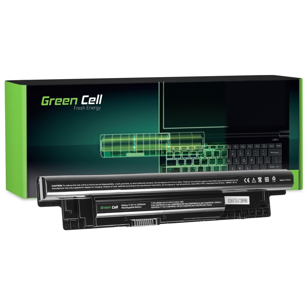 Sülearvuti aku Green Cell Laptop Battery for Dell Inspiron 15 3521 3537 15R 5521 5535 5537 17 3721 5749 17R 5721 5735 5737 hind ja info | Sülearvuti akud | hansapost.ee