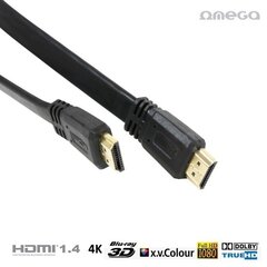 Плоский кабель Omega OCHF34 HDMI с интернетом V1.4 type A - 19/19 male/male 4К 3 м, черный (Poly Bag) цена и информация | Кабели и провода | hansapost.ee