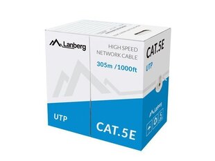 Твердый сетевой кабель UTP категории 5e Lanberg LCU5-10CC-0305-S Bobină 305 м цена и информация | Кабели и провода | hansapost.ee
