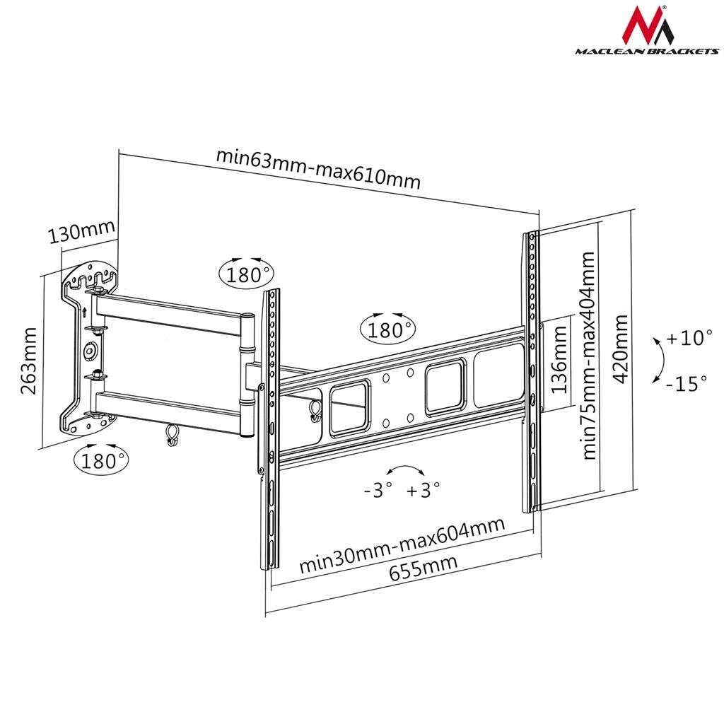 TV kinnitus Maclean MC-798 hind ja info | Teleri seinakinnitused ja hoidjad | hansapost.ee