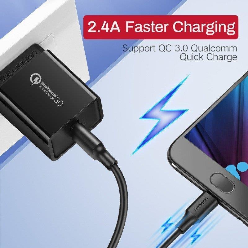 Ugreen US289 USB to Micro USB cable, QC 3.0, 2.4A, 2m, black hind ja info | Juhtmed ja kaablid | hansapost.ee