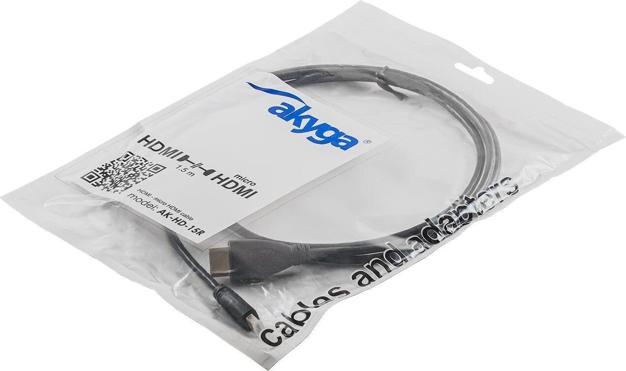 Akyga AK-HD-15R, HDMI/Micro HDMI, 1.5 m hind ja info | Juhtmed ja kaablid | hansapost.ee