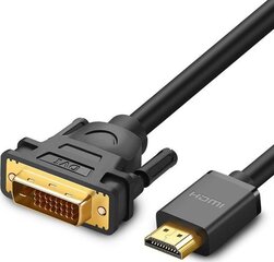 Дисплейный кабель Ugreen HD106 HDMI - DVI, 2 м, черный цена и информация | Кабели и провода | hansapost.ee