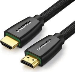 Ugreen High End HDMI 2.0 nailonist punutud kaabel 4K 60 Hz 3D 18 Gbps HDR ARC Ethernet (HEC) 48 bitine 1,5 m must (HD118 40409) hind ja info | Juhtmed ja kaablid | hansapost.ee