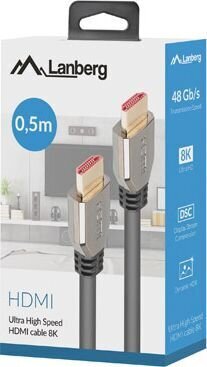 Kaabel Lanberg CA-HDMI-30CU-0005-BK hind ja info | Juhtmed ja kaablid | hansapost.ee