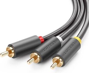 UGREEN 3x RCA kaabel, 1,5 m, must, AV105 цена и информация | Кабели и провода | hansapost.ee