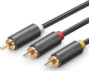 UGREEN 3x RCA kaabel, 1,5 m, must, AV105 цена и информация | Кабели и провода | hansapost.ee