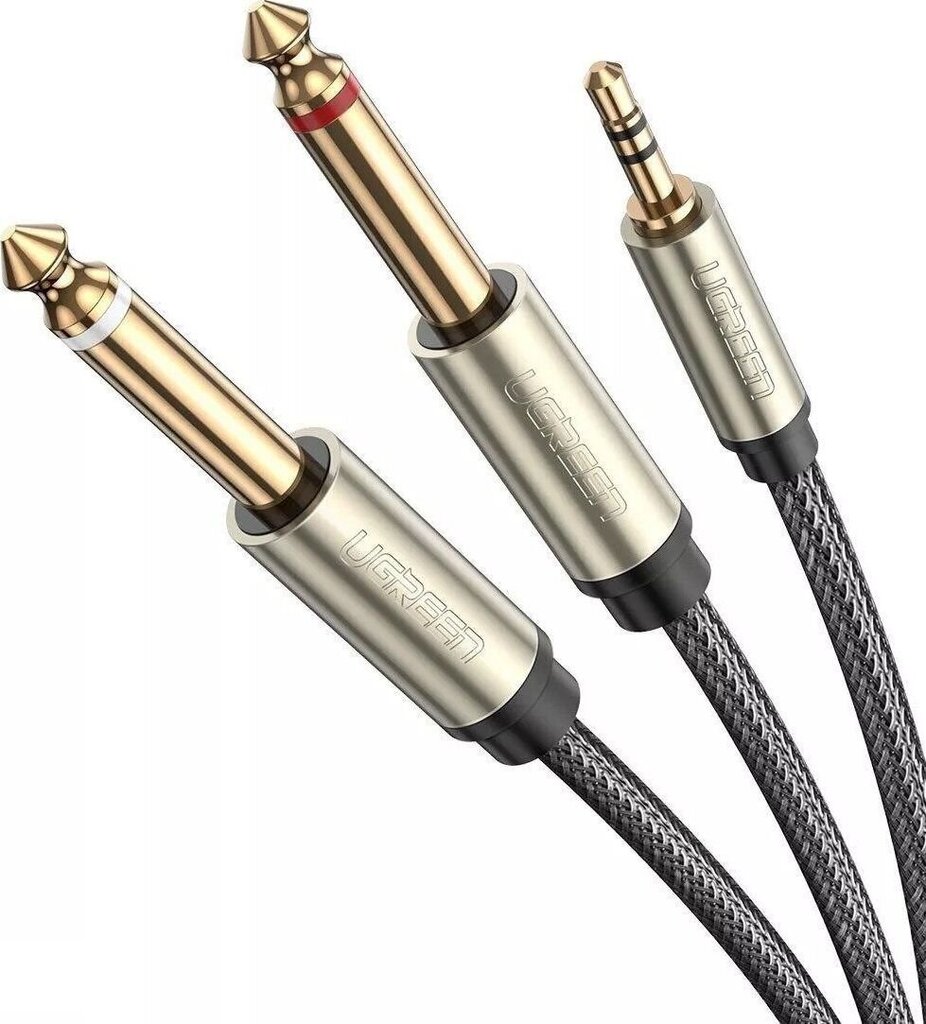 UGREEN AV126 Cable TRS 3.5 mm to 2x TS - 1m (grey) цена и информация | Juhtmed ja kaablid | hansapost.ee