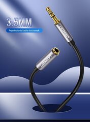 Кабель UGREEN AV118 AUX jack audio extender 3.5 мм, 1.5 м, черный цена и информация | Кабели и провода | hansapost.ee