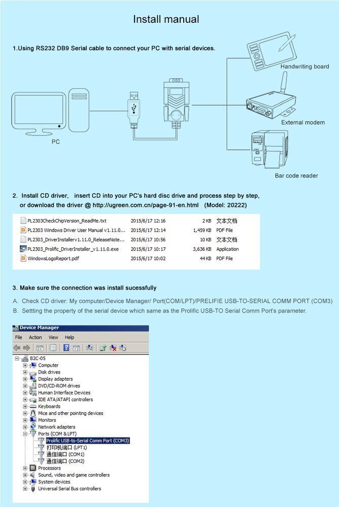 Kaabliadapter Ugreen USB - RS-232 (male), 2 m, must (CR104 20222) hind ja info | Juhtmed ja kaablid | hansapost.ee