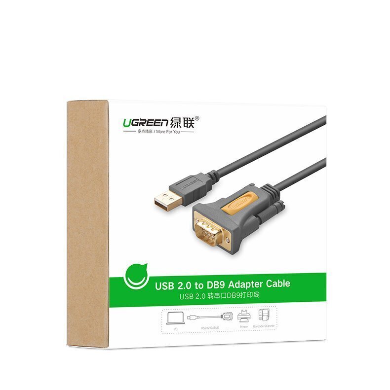 Kaabliadapter Ugreen USB - RS-232 (male), 2 m, must (CR104 20222) hind ja info | Juhtmed ja kaablid | hansapost.ee