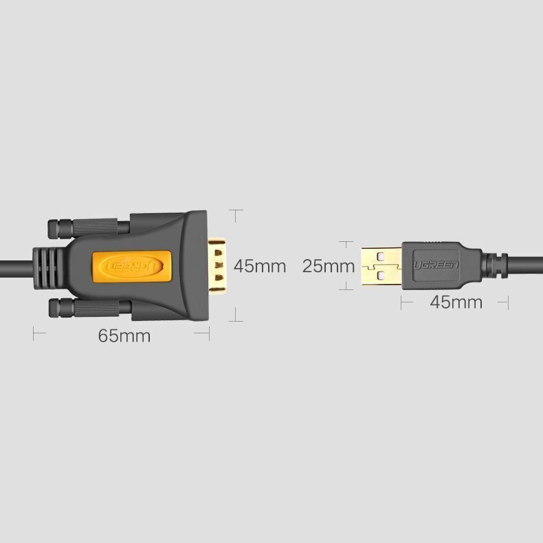 Kaabliadapter Ugreen USB - RS-232 (male), 2 m, must (CR104 20222) hind ja info | Juhtmed ja kaablid | hansapost.ee