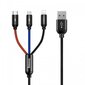 Kaabel Baseus USB2.0 A pistik ja 3 pistikut (USB C, micro USB, lightning) hind ja info | Juhtmed ja kaablid | hansapost.ee