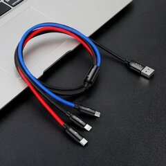Kaabel Baseus USB2.0 A pistik ja 3 pistikut (USB C, micro USB, lightning) hind ja info | Juhtmed ja kaablid | hansapost.ee