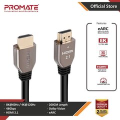 PROMATE PROLINK8K-200 ULTRAHD 8K HDR HDMI Kaabel 2М hind ja info | Promate Kodumasinad | hansapost.ee