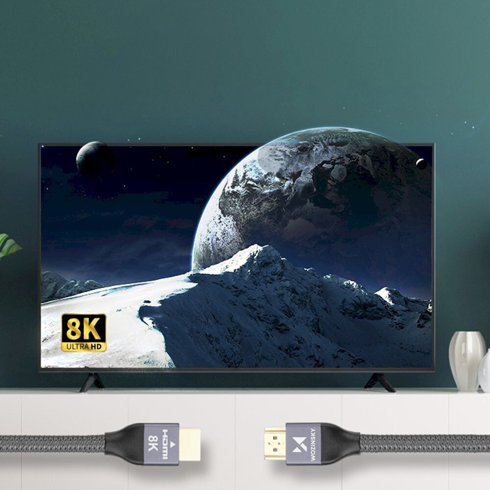 Wozinsky kaabel HDMI 2.1 8K 60 Hz 48 Gbps / 4K 120 Hz / 2K 144 Hz 1m silver (WHDMI-10) hind ja info | Juhtmed ja kaablid | hansapost.ee