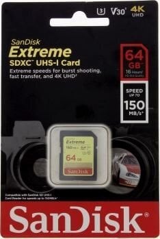 Mälupulk SANDISK Extreme SDXC Card 64GB 150MB/s цена и информация | Fotoaparaatide mälukaardid | hansapost.ee