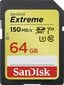 Mälupulk SANDISK Extreme SDXC Card 64GB 150MB/s цена и информация | Fotoaparaatide mälukaardid | hansapost.ee